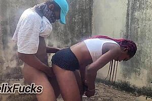 uh i got into this olosho house part with some quickie outdoor action bending over in my miniskirt feeling all wet and slutty with that skinny ebony escort vibe