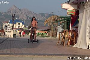 I'm riding naked in public, showing off my naughty side