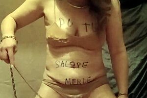 i'm your french maid slave, tying myself up with bondage for outdoor dildo masturbation