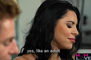 Stepmom Kira Queen starts dating her stepson in a casual encounter. Brunette milf rides him hardcore.