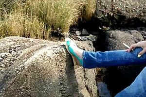 Brunette Big Ass Busty Milf In Underwear Gets Insertion On Beach With Big Cock Man