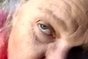 This hot milf surprises by just sucking on that big monster cock in intriguing close-up.