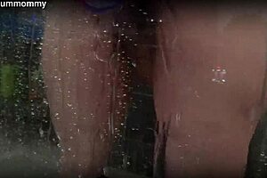 Spied on my chubby roommate using her new toy in the shower