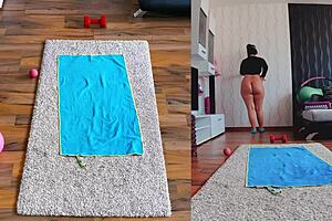 curvy milf unleashes sensual side in dual cam naked yoga workout, spreading big ass exposed