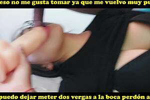 Wife gets first double penetration from lover using thick dildo while husband watches in swinger humiliation.