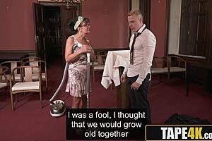 kinky big tits gilf cleaner helps heartbroken groom with her natural boobs at work 😏