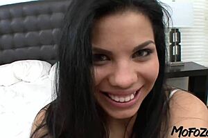 mofozo com - this black haired amateur moans wildly as she takes a deep creampie finish