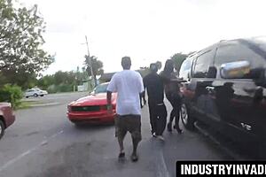 Stacey Saran joins Kit Lee and Kat Lee for a wild FFFM foursome with a stunt dick. 😈 They explore anal fingering and gaping in fishnets on the bed.