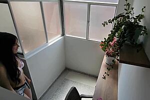 the sexy employee follows her boss's orders, giving a blowjob outdoors in cowgirl style with natural tits bouncing