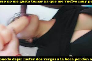 Wife gets first double penetration from lover using thick dildo while husband watches in swinger humiliation.