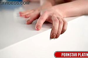 Blonde bombshell Leya Falcon takes a hard interracial pounding with her big tits bouncing