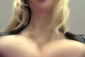 Big Natural Tits Straining Against Tight Elastic Leather