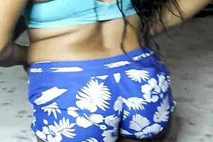 Karely hints at outdoor solo play with her enticing green thong and natural tits