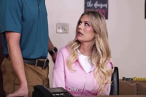 Popular girl turned milf confronts the dork now pervy principal at work