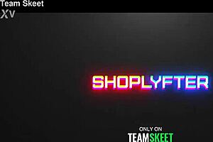 Smoking-hot brunette stole a dress so the security guard ripped it off and gave her anal creampie