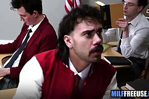 ebony teacher gets used freely like a toy in 4some with students