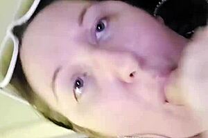 This cock gobbling slut is giving hardcore oral in homemade style