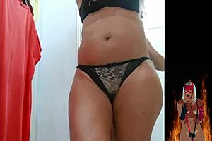 Hot Milf Showing Pussy And Ass In Store Fitting Room While Trying On Sexy Lingerie And Panties Outdoors