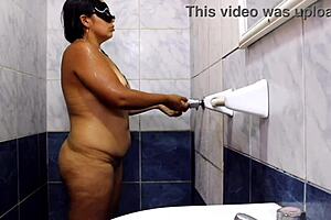 taking a warm bath with my step son, massaging his big cock slowly.