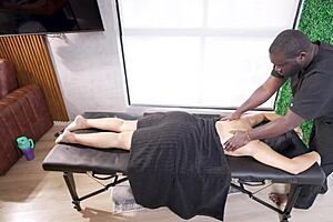 Hey, that oily massage turned into wild interracial sex with Kylei Ellish's latina milf pawg taking Semaj's big cock BBC until a juicy creampie finish