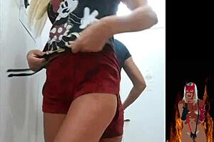 Hot Milf Showing Pussy And Ass In Store Fitting Room While Trying On Sexy Lingerie And Panties Outdoors