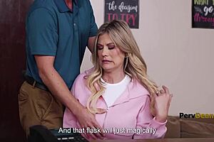 Popular girl turned milf confronts the dork now pervy principal at work