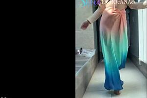 sensual dancing in skirt and panties outdoors