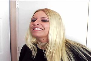 Blonde riley evans gets hardcore shower sex! Bent over doggystyle with monster cock deepthroat and facial cumshot.