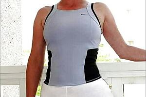 Seductive Mature in Tight Spandex Teases with Big Ass and Sheer Pantyhose Temptation