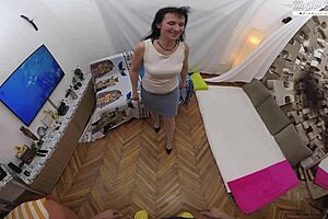 Sissy hairy Hungarian mature lady gives deepthroat blowjob and fucks doggystyle in homemade casting