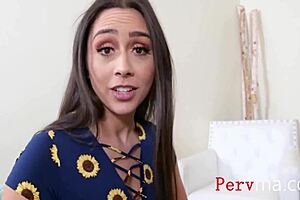 stepmother lily hall guides young guy through handling his big cock in intimate homemade session