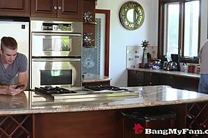 hot blonde stepmom katie morgan teases with her trimmed pussy before doggystyle pounding