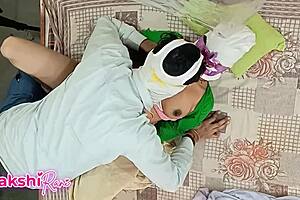 friend's mom alone at home got fucked in bedroom by neighbor aunty with big tits massage and anal!