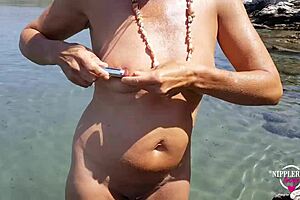 Nippleringlover hot pissing nude beach pierced pussy wide open huge pierced nipples