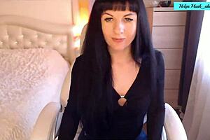 helga muah aka jessy teases in chair with strip clit caress fingering