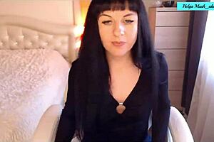 helga muah aka jessy teases in chair with strip clit caress fingering