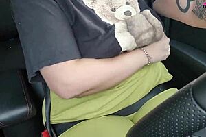 Driving with my huge tits out