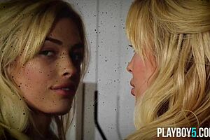 Tight body canadian blonde playboy model gets naked in a shower