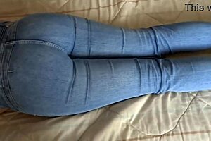 look at stepmoms big ass and hairy pussy while i cum on her used thongs she loves watching my handjobs compilation 😏