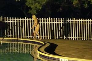 Blonde Wife Strips Naked in Public at Night with Pierced Nipples