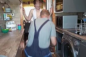 sexy mature wife feels deep passion fucking the dishwasher repairman