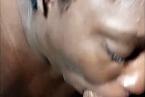 Darkchocolatebarbie delivers another epic blowjob with her big tits and curvy ass, leaving me covered in cum from that monster black cock.