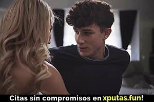 Blonde Stepmom Spreads Legs for Cute Stepson to Pound Her Pussy and Fill with Creampie