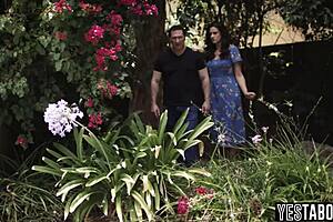 hey, busty milf and her hubby punish that teen 18+ neighbor with intense double penetration using strapon and cock