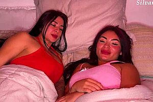 i love how hot lesbian stepsisters silvana lee and alejandra palacios fuck after watching porn together