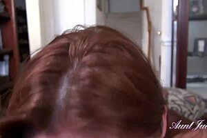 i'm auntjudys 48yr old texas amateur redhead natasha sucking your cock in pov style.