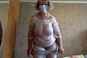 Blonde mature bbw shakes big ass pawg in new white panties close up with hairy pussy and natural tits