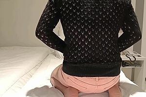 pegging unfolds as girlfriend fucks ass anal while dressed as woman with big double-headed dildo. amateur couple explores curvy toys and roleplay in homemade session with exotic domination.