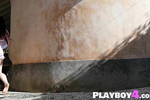 Sexy milf Skylar Leigh spreads long legs posing with perfect big ass.