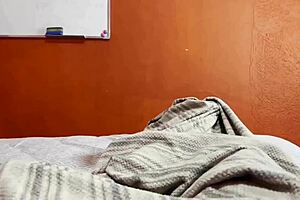 Hot stepmother and stepson share bed for sex! He cums inside her pussy with English subtitles!  